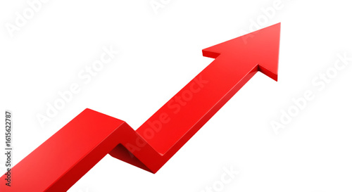 Illustration of a Red Arrow Pointing Upward Isolated on a Black Background