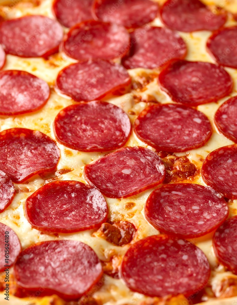 Obraz premium Close-up pizza with pepperoni slices
