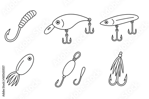 Fishing hook illutration icon outline 