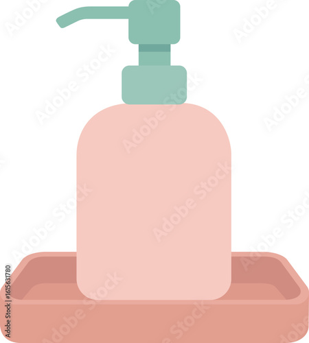 Pink soap dispenser pastel pump bottle plastic container hygiene bathroom accessory modern style clean minimal design tray