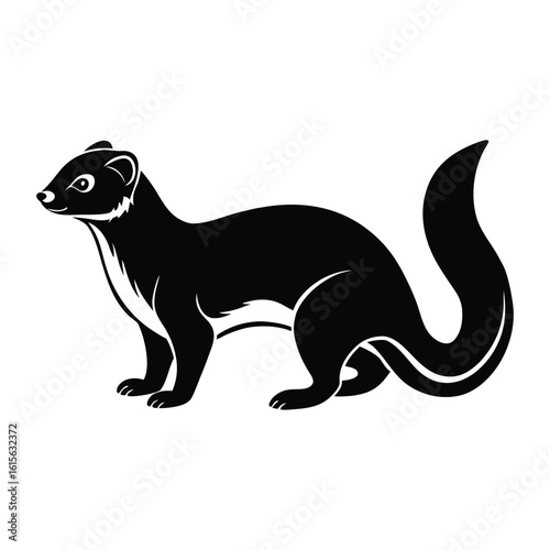 Majestic Stoat Silhouette Vector Graphic Download on White Background