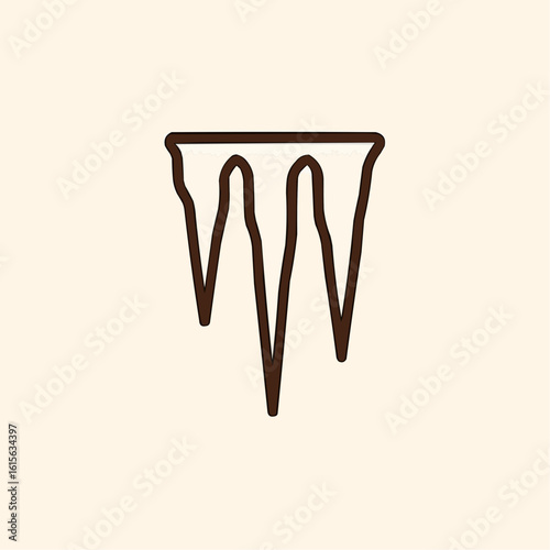 Icicle. Three hanging icicles of varying lengths with pointed tips. Clean frozen water depiction