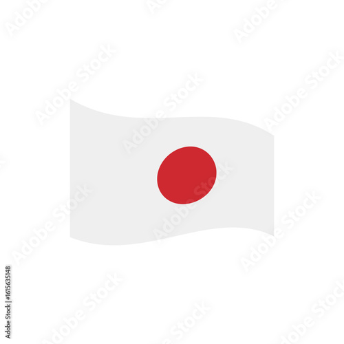 Simple waving Japan flag illustration on white background