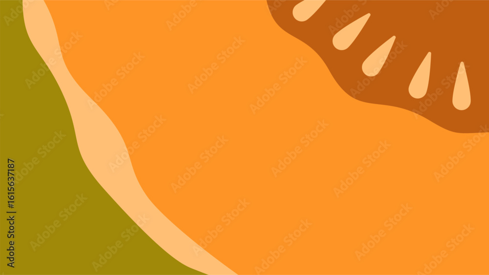 Fototapeta premium split yellow melon or pumpkin with wavy aesthetic pastel background, vector illustration for banner, backdrop, digital memo