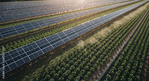 Wallpaper Mural Aerial view of solar panels and agricultural fields showcasing sustainable energy and farming practices Torontodigital.ca