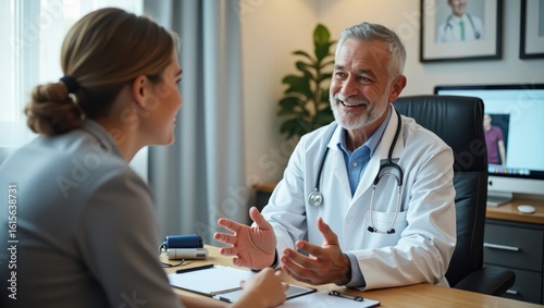 A patient and doctor engaged in a conversation.