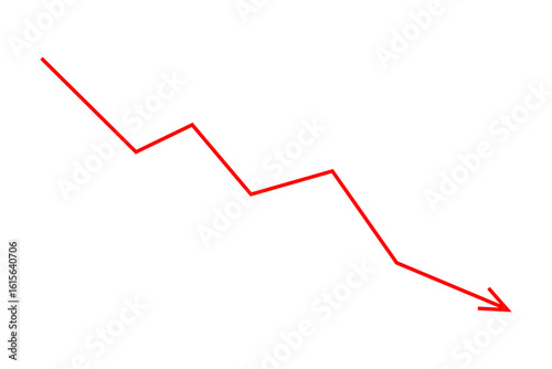 Down fall red arrow line graph financial loss concept, Red arrow downward direction, Stock market fall, Business loss, Market crash, Economic crisis. Vector illustration.