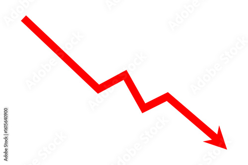 Down fall red arrow line graph financial loss concept, Red arrow downward direction, Stock market fall, Business loss, Market crash, Economic crisis. Vector illustration.