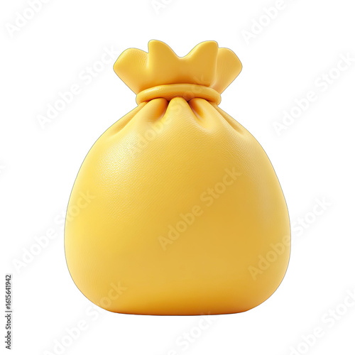 A  3D rendered,  round,  light-yellow  money bag