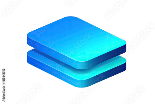 Two stacked, light-blue, rectangular, 3D shapes