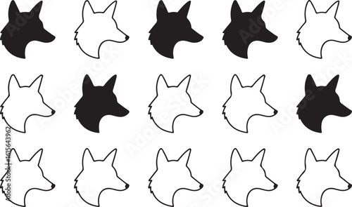Black and white fox head silhouette pattern