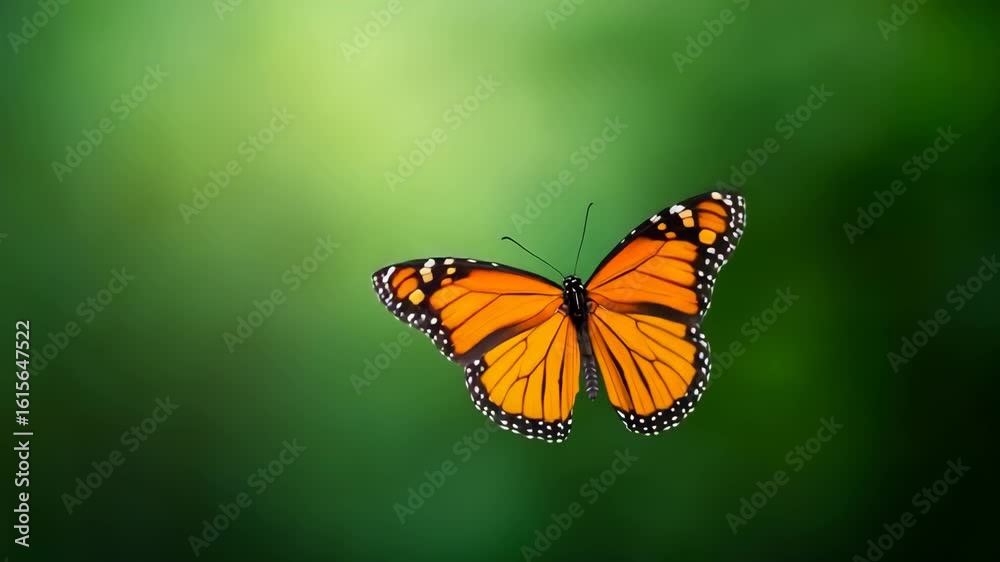 Monarch Butterfly: Serene Flight Through Lush Green Meadow Monarch Butterfly: Serene Flight Through Lush Green Meadow