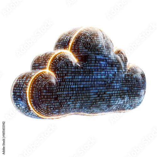Cloud storage data technology digital network connectivity isolated on transparent background 