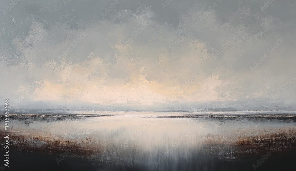 Obraz premium Pale, tranquil landscape. Vast, muted sky