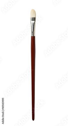 Isolated Illustration Of A Paintbrush Art Tool With Brown Handle And White Bristles