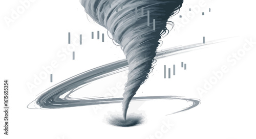 Artistic depiction of a tornado, showing its power and the intensity of the natural disaster