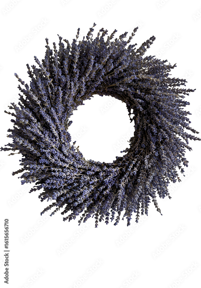 Fototapeta premium Isolated Floral Lavender Wreath Decoration On Transparent Background