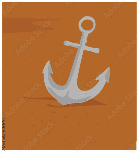 anchor in the sand.The anchor is stuck in the sand, 