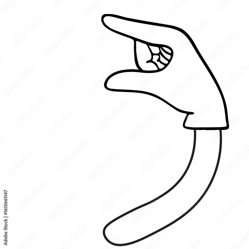 Naklejka premium Hand Sign Language Alphabet V Hand Drawn