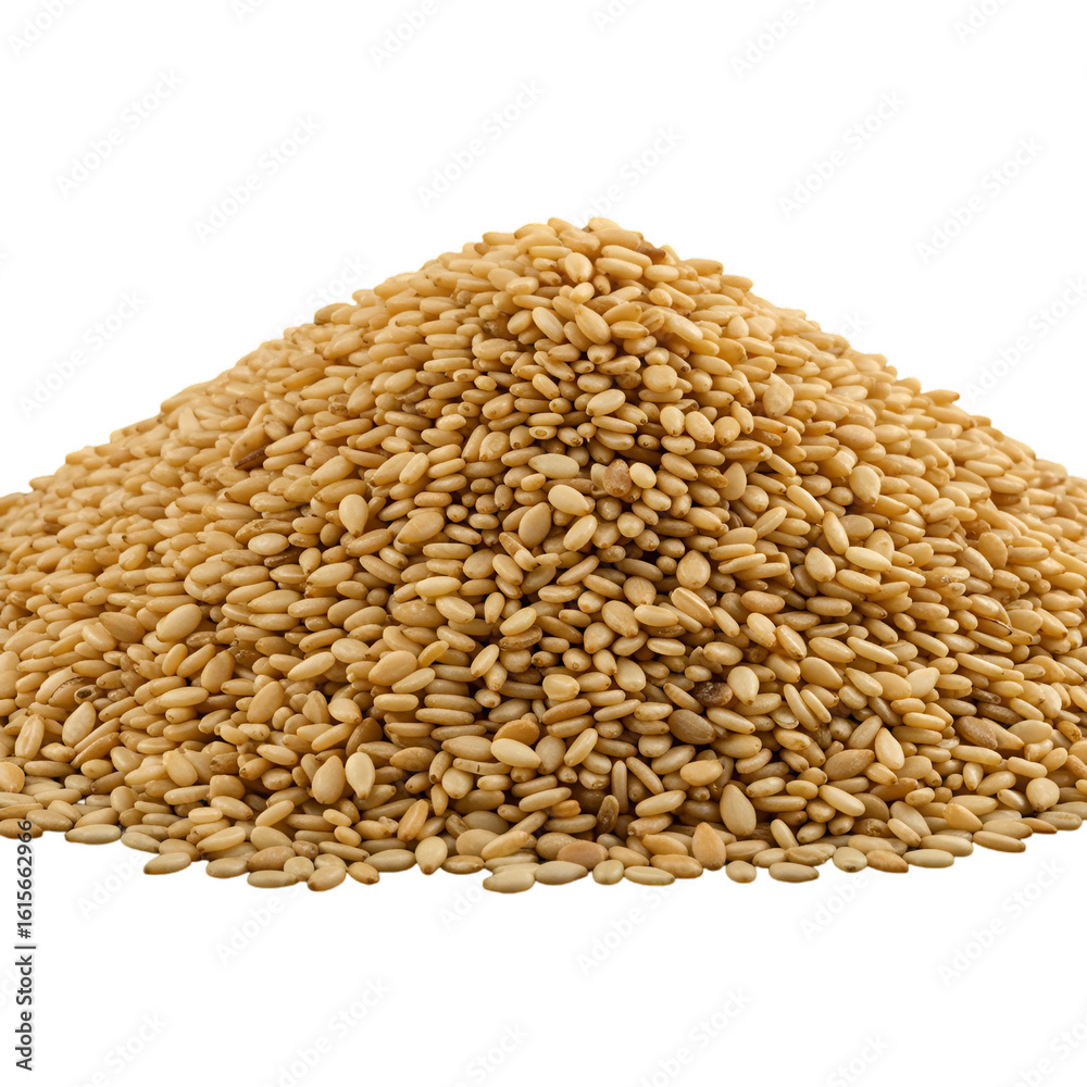 Fototapeta premium Isolated Photo Of Sesame Seeds Pile On A Black Background Showing Texture And Macro Detail