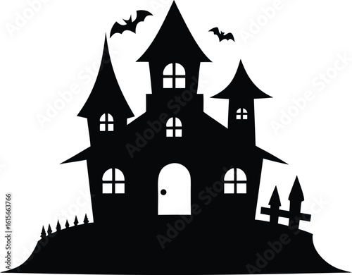 Haunted halloween house silhouette vector illustration