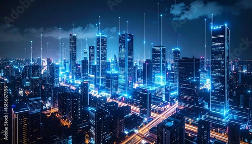 Wallpaper Mural Future Cityscape with Futuristic Lighting and Advanced Technology Illuminated Skyline Torontodigital.ca