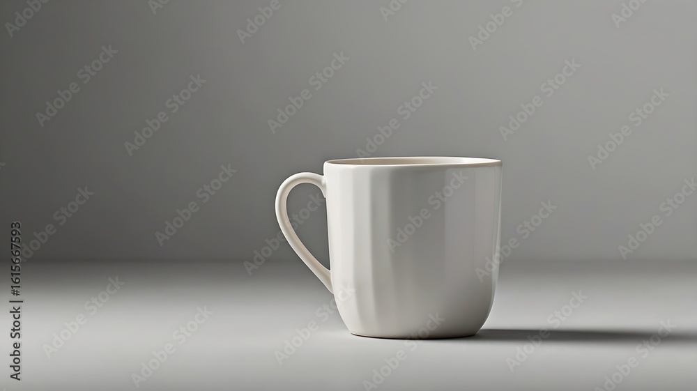 Fototapeta premium A white cup on a neutral surface 