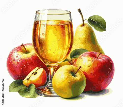 Sunlit Sip Red apple juice isolated watercolor vector illustration svg
