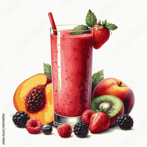 Liquid Garden Mixed fruit smoothie isolated watercolor vector illustration svg