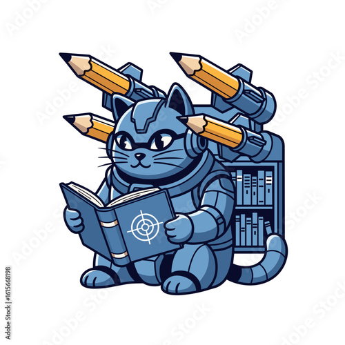 Blue Robot Cat with Pencil Rockets, Studying Strategically for Knowledge Acquisition