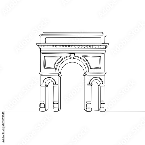 Outline drawing of an iconic arch monument in minimalist style  