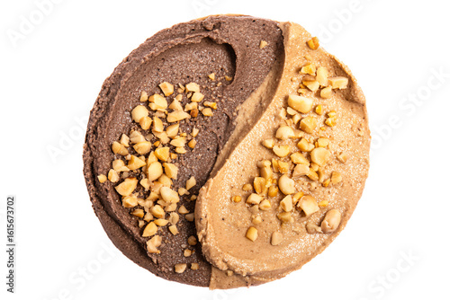 a chocolate cookie with peanut butter and chocolate frosting