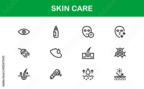 Skin Care Line Icon Collection – Unique, clean, and creative vector icons designed for cosmetic and personal care themes