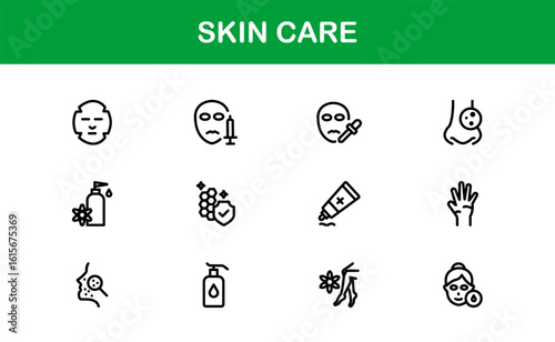 Skin Care Line Icon Collection – Unique, clean, and creative vector icons designed for cosmetic and personal care themes