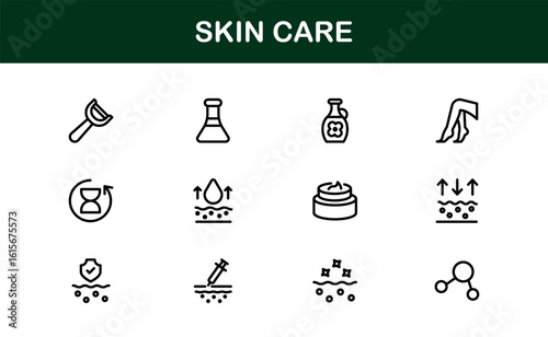 Skin Care Line Icon Collection – Unique, clean, and creative vector icons designed for cosmetic and personal care themes