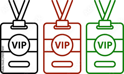Vip pass vector icon identification card badge access symbol