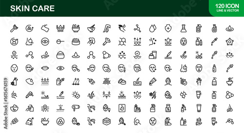 Skin Care Line Icon Collection – Unique, clean, and creative vector icons designed for cosmetic and personal care themes