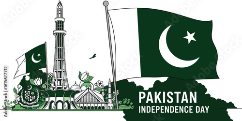 Pakistan independence day vector illustration