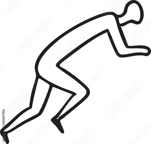 Minimalist Drawing Of A Crawling Figure On A Clean White Surface In Simple Black Lines