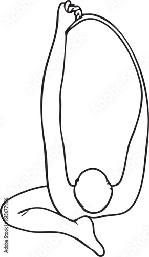 Outline Of Person In Kneeling Pose Holding A Ring Over Their Head In Exercise