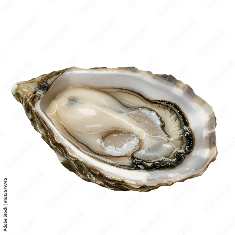 Naklejka premium Isolated Oyster On Black Background As A Photo, Fresh Seafood Gourmet Meal