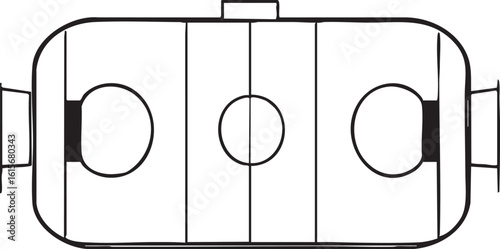 Overhead View of a Minimalist Hockey Rink Illustration on a White Background Layout