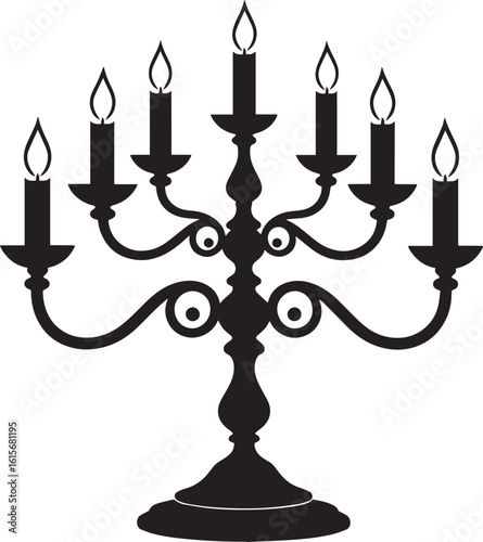 Classic Candelabra Silhouette Vector Illustration