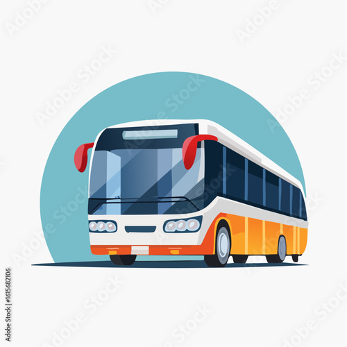Illustrated commuter bus for public transportation showcasing urban transit and mobility