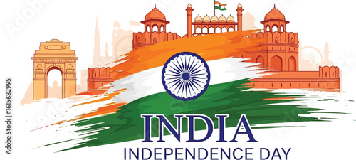 India independence day with red fort and india gate