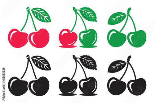 Red cherry icon. Cherry silhouette vector. Cherry fruit logo. Fruit silhouette vector eps 10