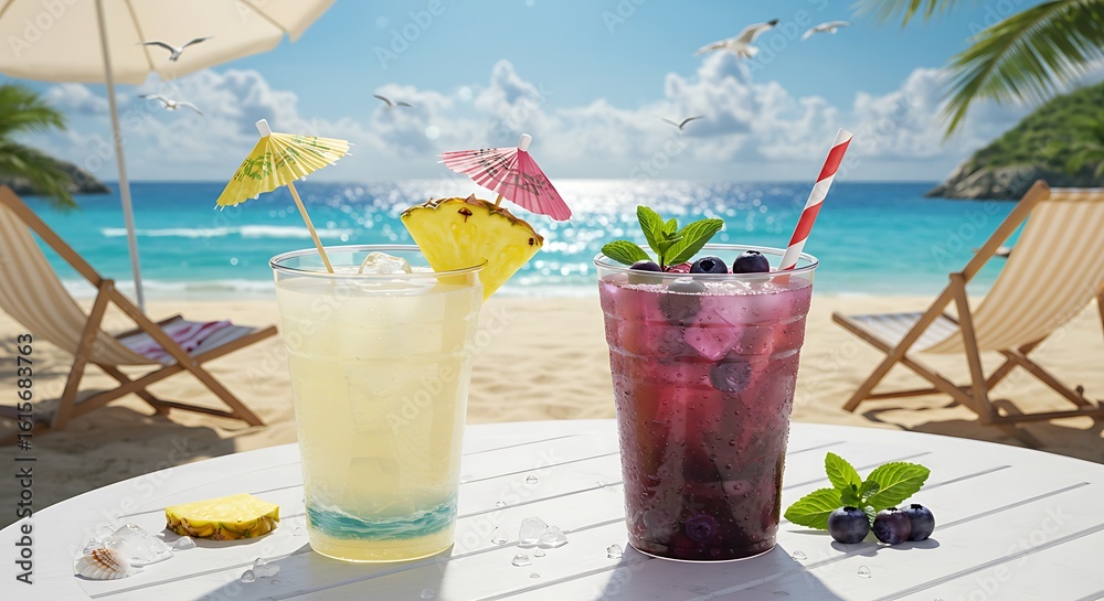 Obraz premium Beach Two - Cup Featured Drinks