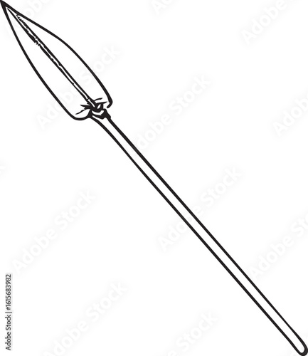 Simple Artistic Outline of a Medieval Spear with a Sharp Point on White Background