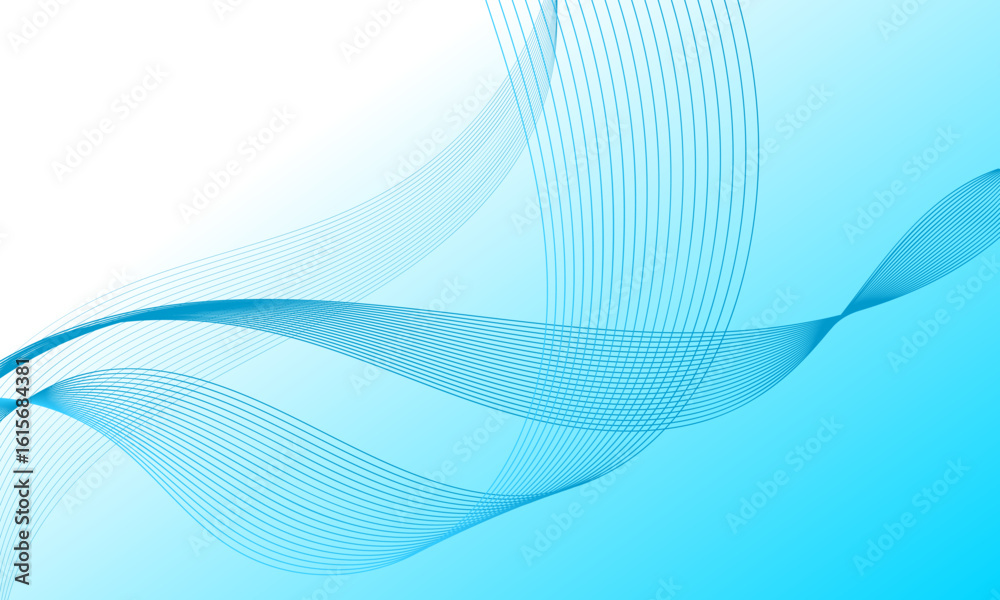 Fototapeta premium blue smooth lines wave curves on soft gradient abstract background
