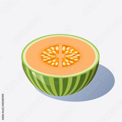 A refreshing slice: Cantaloupe's vibrant color and juicy flesh in stunning detail view